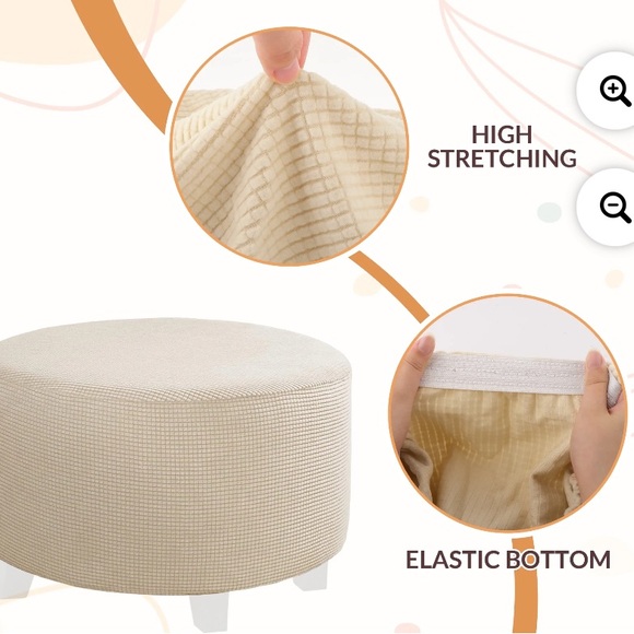 Menolana Elegant Beige Ottoman Slipcover - Picture 3 of 5